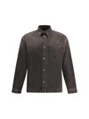 7 For All Mankind Patch-pocket Denim Shirt Jacket In Black