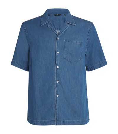 7 For All Mankind Denim Short-sleeve Shirt In Blue