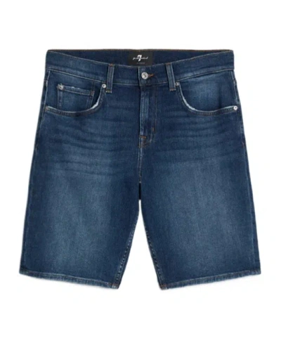 7 For All Mankind Denim Shorts In Blue