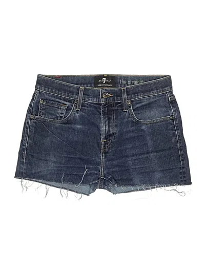 Pre-owned 7 For All Mankind Denim Shorts In Teal