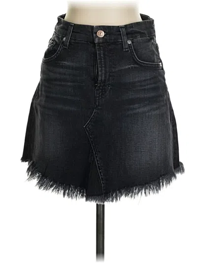 Pre-owned 7 For All Mankind Denim Skirt In Black