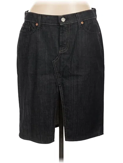 Pre-owned 7 For All Mankind Denim Skirt In Black
