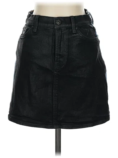 Pre-owned 7 For All Mankind Denim Skirt In Black