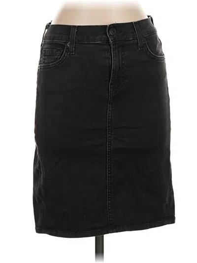 Pre-owned 7 For All Mankind Denim Skirt In Black
