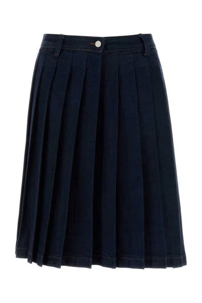 7 For All Mankind Denim Skirt In Blue