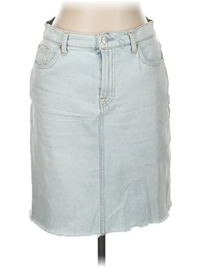 Pre-owned 7 For All Mankind Denim Skirt In Blue