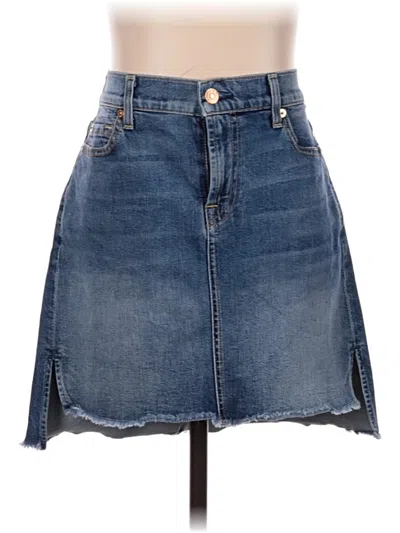 Pre-owned 7 For All Mankind Denim Skirt In Blue
