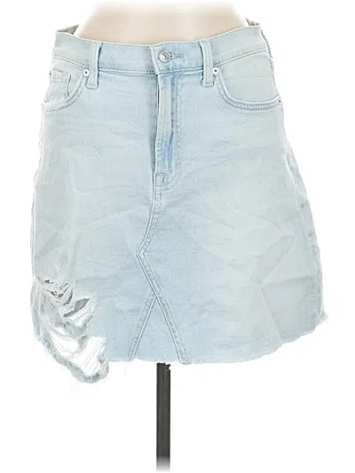 Pre-owned 7 For All Mankind Denim Skirt In Blue