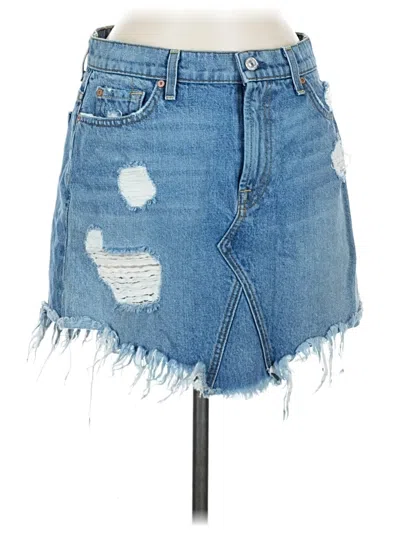 Pre-owned 7 For All Mankind Denim Skirt In Blue
