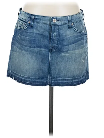 Pre-owned 7 For All Mankind Denim Skirt In Blue