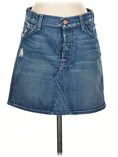 Pre-owned 7 For All Mankind Denim Skirt In Blue