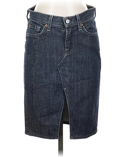 Pre-owned 7 For All Mankind Denim Skirt In Blue