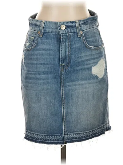 Pre-owned 7 For All Mankind Denim Skirt In Blue