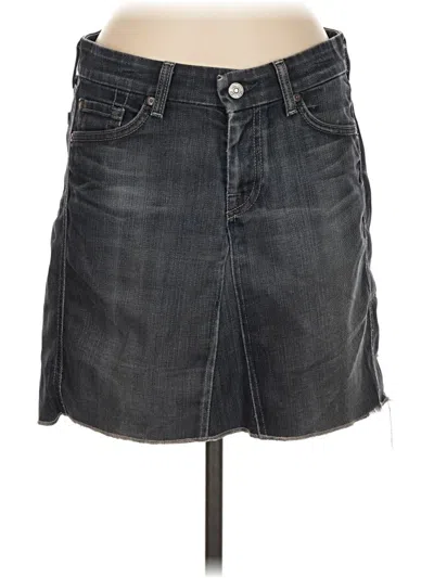 Pre-owned 7 For All Mankind Denim Skirt In Gray