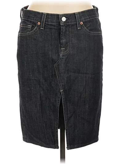 Pre-owned 7 For All Mankind Denim Skirt In Gray