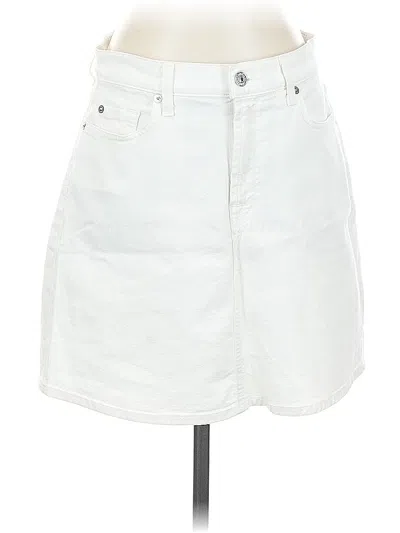 Pre-owned 7 For All Mankind Denim Skirt In White