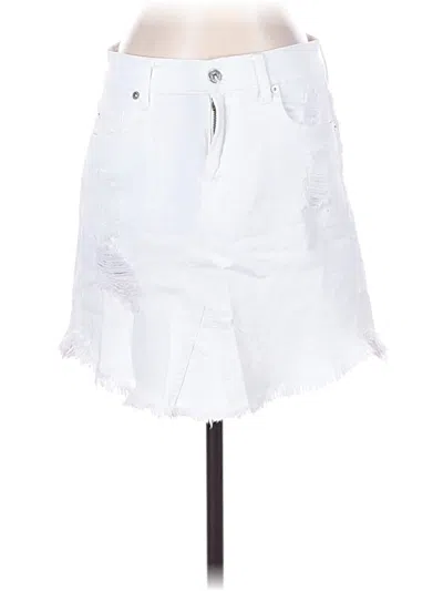 Pre-owned 7 For All Mankind Denim Skirt In White