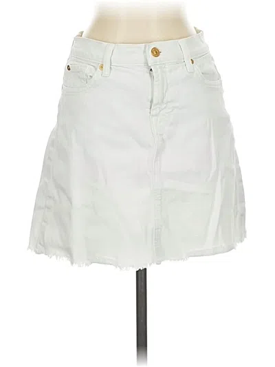 Pre-owned 7 For All Mankind Denim Skirt In White