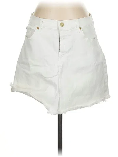 Pre-owned 7 For All Mankind Denim Skirt In White