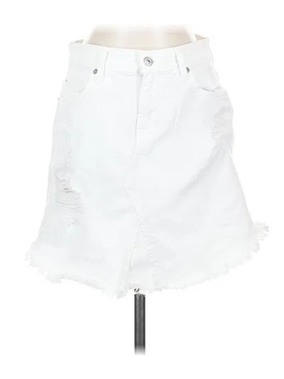 Pre-owned 7 For All Mankind Denim Skirt In White