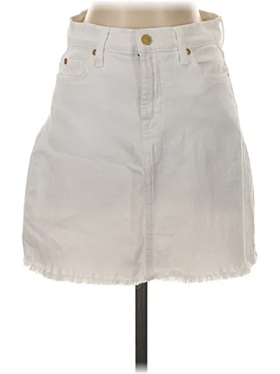 Pre-owned 7 For All Mankind Denim Skirt In White