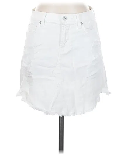 Pre-owned 7 For All Mankind Denim Skirt In White