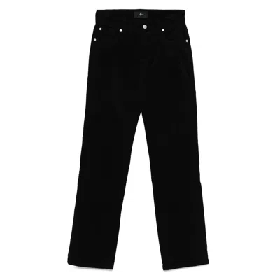 7 For All Mankind Embellished Straight Trousers In Black