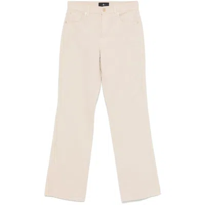 7 For All Mankind Denim Straight Trousers In Beige