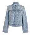 7 For All Mankind Denim Studded Trucker Jacket In Blue