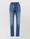 7 For All Mankind Denim Trousers Distressed Contrast Stitching In Blue