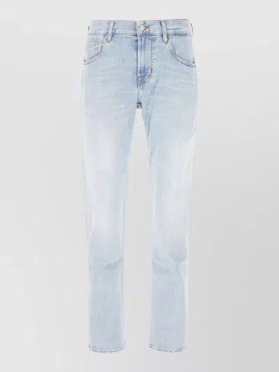 7 For All Mankind Denim Trousers Faded Wash Five Pocket Design In Blue