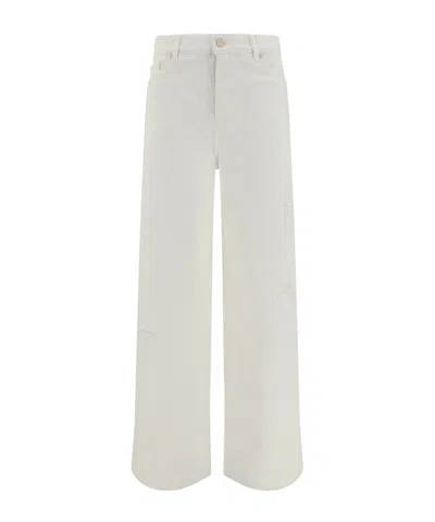 7 For All Mankind Denim Trousers With Belt Loops In White