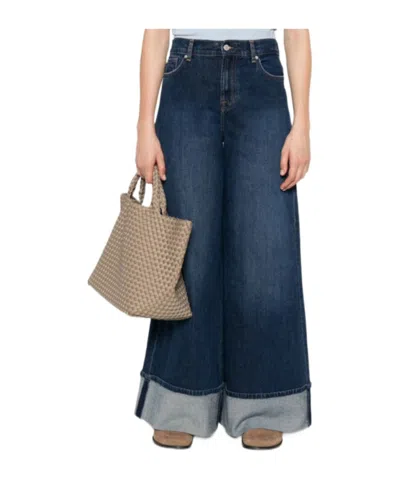 7 For All Mankind Denim Trousers With Belt Loops In Blue