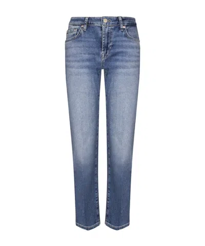 7 For All Mankind Denim Trousers With Belt Loops In Blue