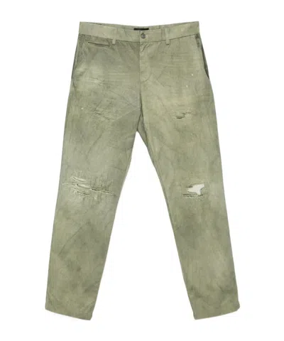 7 For All Mankind Denim Trousers With Belt Loops In Olive Green