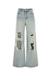 7 For All Mankind Wide-leg Distressed Denim Jeans With Belt Loops In Lightblue