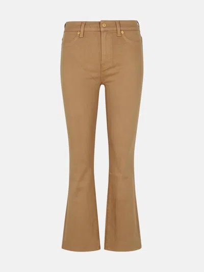 7 FOR ALL MANKIND 'DESY' BEIGE COTTON BLEND JEANS