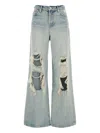 7 For All Mankind Wide-leg Distressed Denim Jeans With Belt Loops In Blue