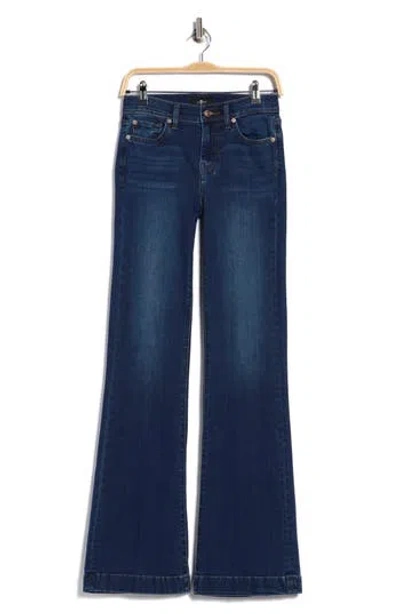 7 For All Mankind Dojo Crystal Pocket Mid Rise Flare Jeans In Blue