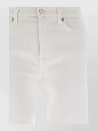 7 For All Mankind Dojo Denim Trousers Flared Leg Belt Loops In White