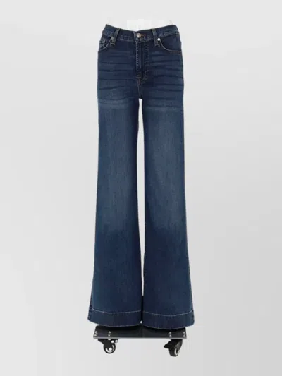 7 For All Mankind Dojo Flare Jeans Five Pocket Belt In Blue