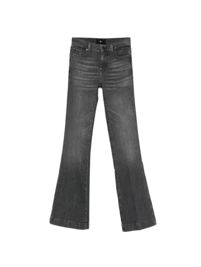 7 For All Mankind Dojo Rocker Flared Jeans Contrast Stitching In Gray