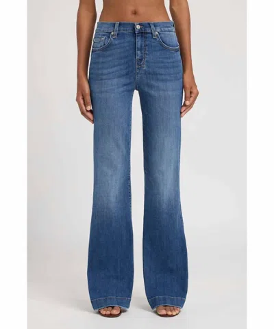 7 For All Mankind Dojo Flared Jeans In Marsh In Blue