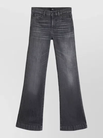 7 For All Mankind Dojo Rocker Flared Jeans Contrast Stitching In Gray