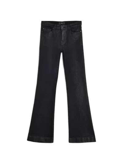 7 For All Mankind Dojo Slim Illusion Flared Jeans In Black