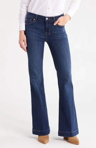 7 For All Mankind Dojo Tailorless Mid Rise Flare Jeans In Blue