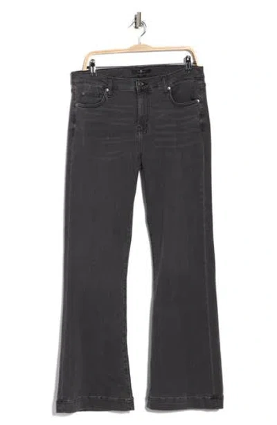 7 For All Mankind Dojo Tailorless Mid Rise Wide Leg Jeans In Black