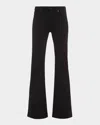 7 For All Mankind High-rise Cotton Denim Pants With Fringed Hem In Black