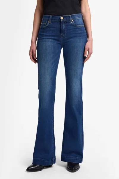 7 For All Mankind Dojo Trousers Flare Leg Mid-rise Jean In Blue