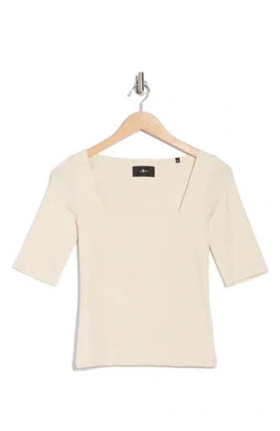 7 For All Mankind Double Layer Scoop Neck Top In Cream